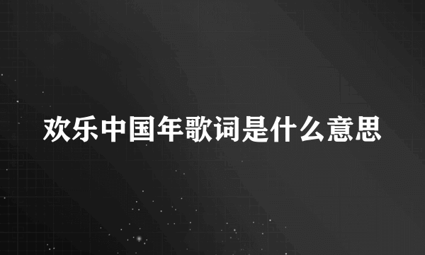 欢乐中国年歌词是什么意思