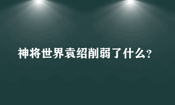 神将世界袁绍削弱了什么？