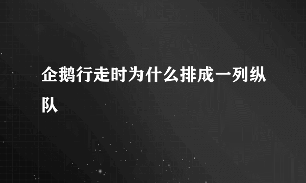 企鹅行走时为什么排成一列纵队