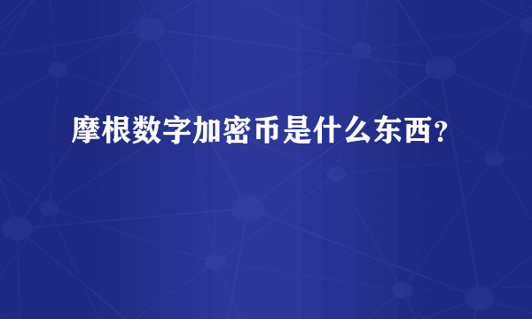 摩根数字加密币是什么东西？