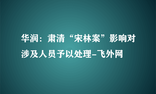 华润：肃清“宋林案”影响对涉及人员予以处理-飞外网