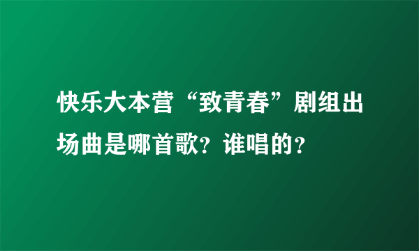 快乐大本营“致青春”剧组出场曲是哪首歌？谁唱的？