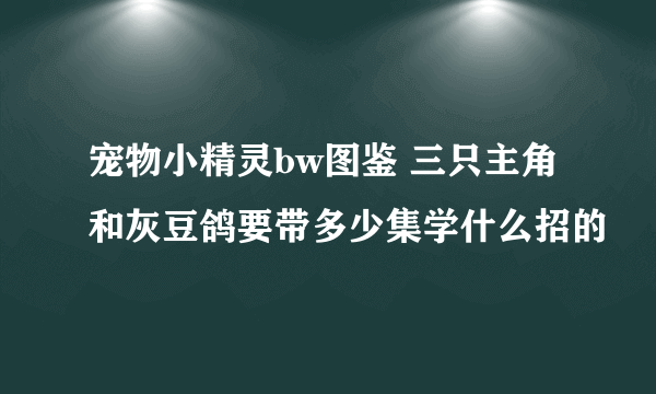 宠物小精灵bw图鉴 三只主角和灰豆鸽要带多少集学什么招的