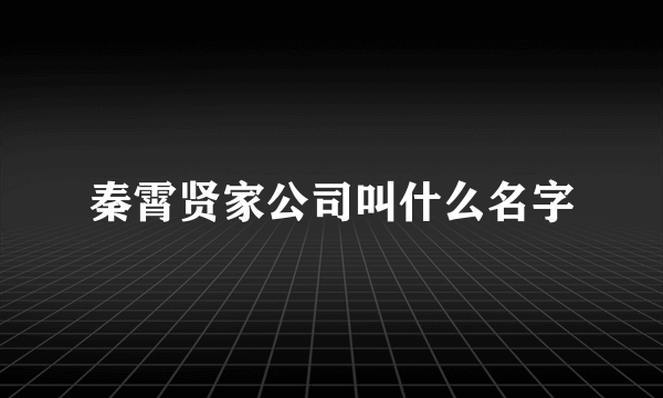 秦霄贤家公司叫什么名字