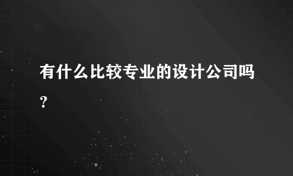 有什么比较专业的设计公司吗？