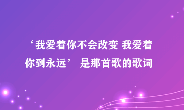 ‘我爱着你不会改变 我爱着你到永远’ 是那首歌的歌词