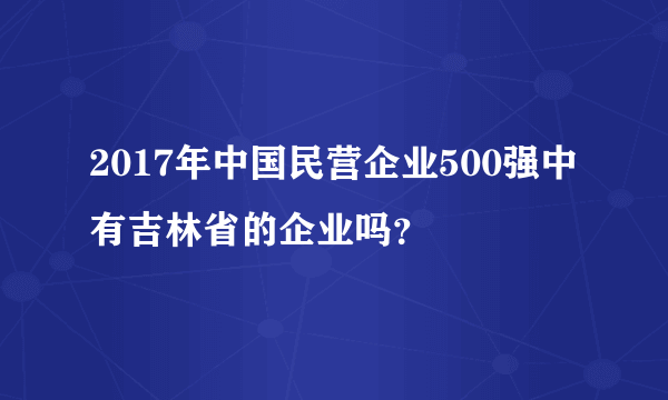 2017年中国民营企业500强中有吉林省的企业吗？