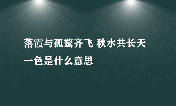 落霞与孤鹜齐飞 秋水共长天一色是什么意思