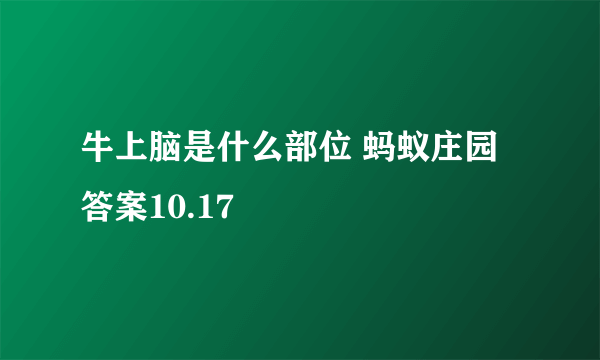 牛上脑是什么部位 蚂蚁庄园答案10.17