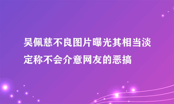 吴佩慈不良图片曝光其相当淡定称不会介意网友的恶搞