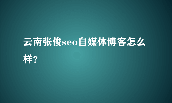 云南张俊seo自媒体博客怎么样？