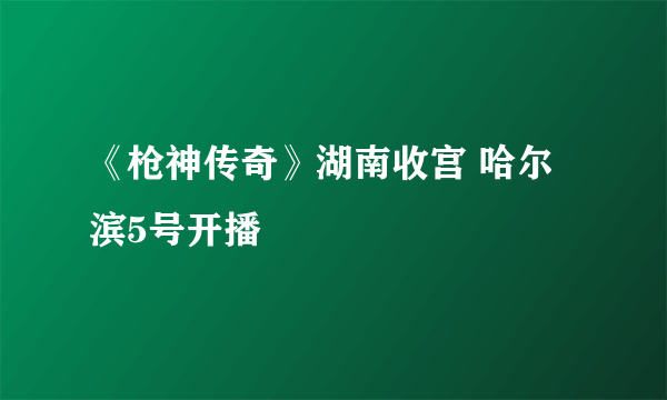 《枪神传奇》湖南收宫 哈尔滨5号开播