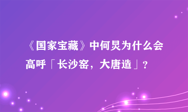 《国家宝藏》中何炅为什么会高呼「长沙窑，大唐造」？