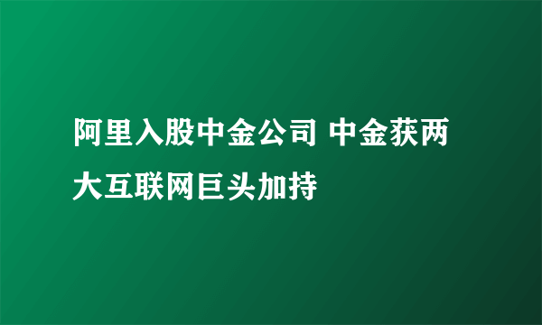 阿里入股中金公司 中金获两大互联网巨头加持