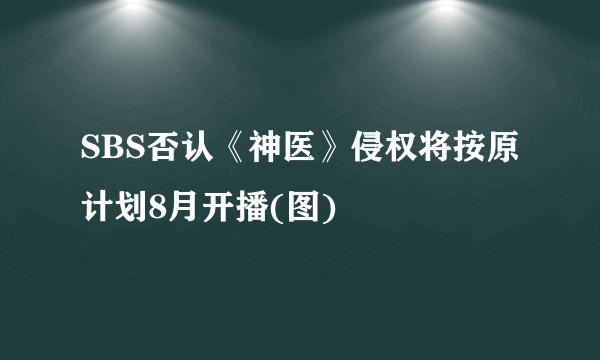 SBS否认《神医》侵权将按原计划8月开播(图)