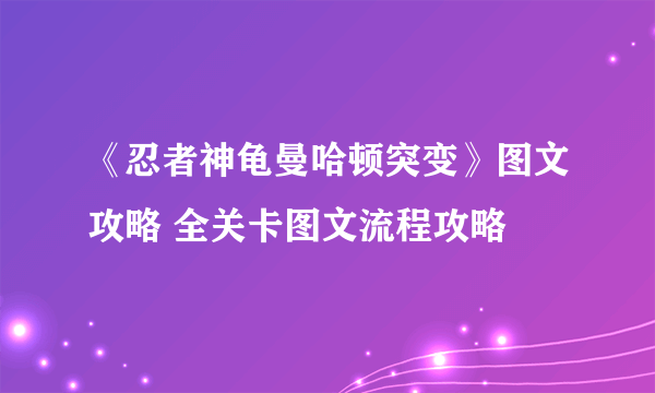 《忍者神龟曼哈顿突变》图文攻略 全关卡图文流程攻略