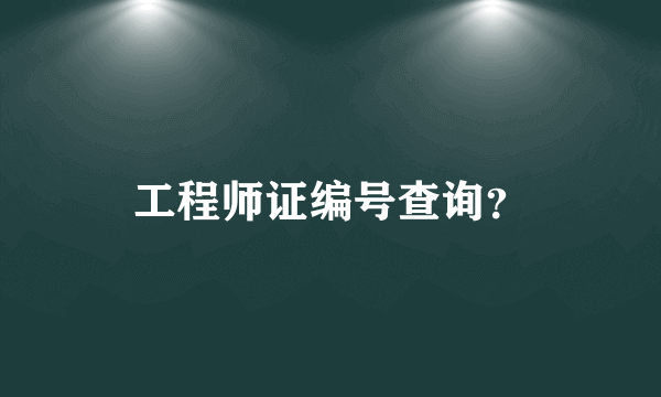 工程师证编号查询？