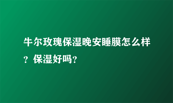 牛尔玫瑰保湿晚安睡膜怎么样？保湿好吗？