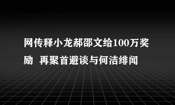 网传释小龙郝邵文给100万奖励  再聚首避谈与何洁绯闻