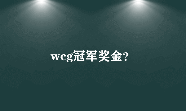 wcg冠军奖金？