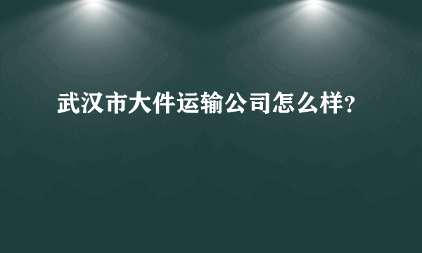 武汉市大件运输公司怎么样？