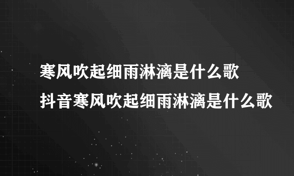 寒风吹起细雨淋漓是什么歌 抖音寒风吹起细雨淋漓是什么歌