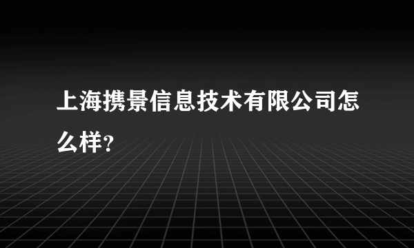 上海携景信息技术有限公司怎么样？