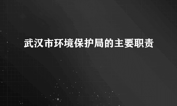 武汉市环境保护局的主要职责