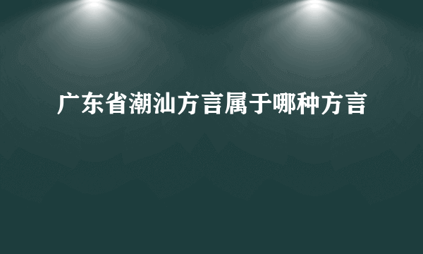 广东省潮汕方言属于哪种方言