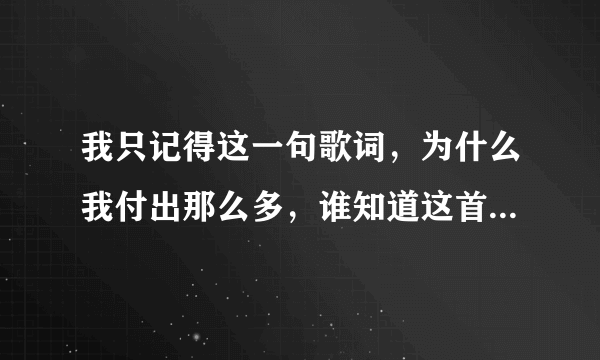 我只记得这一句歌词，为什么我付出那么多，谁知道这首歌的歌名