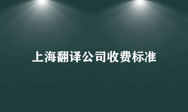 上海翻译公司收费标准