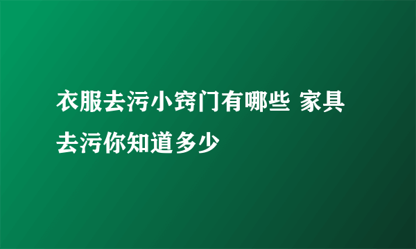 衣服去污小窍门有哪些 家具去污你知道多少