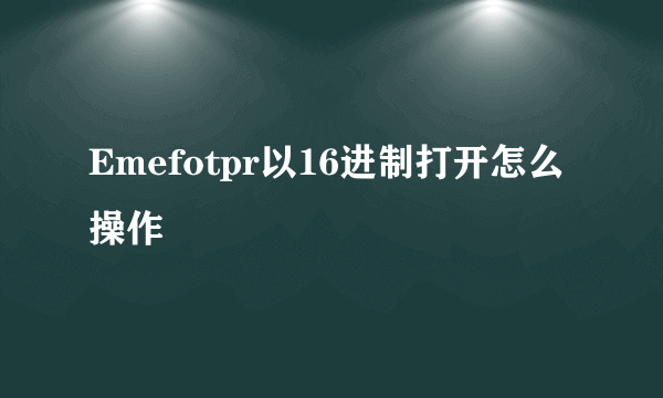 Emefotpr以16进制打开怎么操作