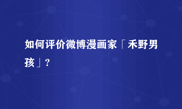 如何评价微博漫画家「禾野男孩」?