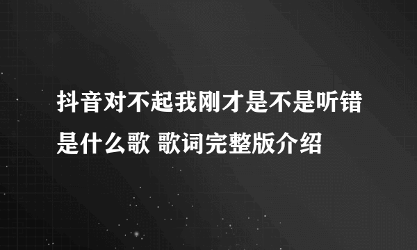 抖音对不起我刚才是不是听错是什么歌 歌词完整版介绍