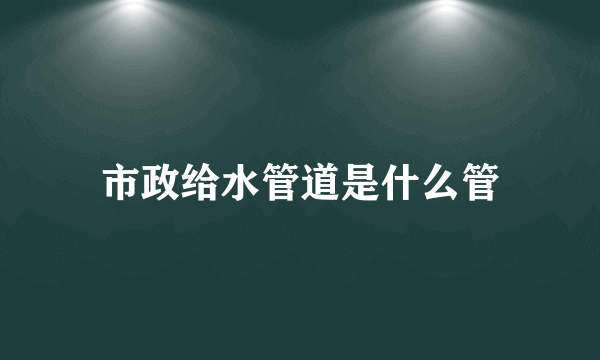 市政给水管道是什么管