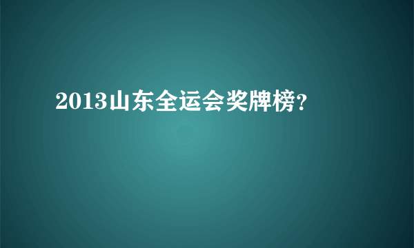 2013山东全运会奖牌榜？