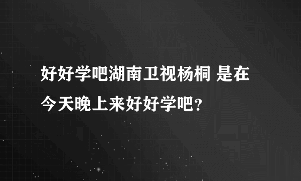 好好学吧湖南卫视杨桐 是在今天晚上来好好学吧？