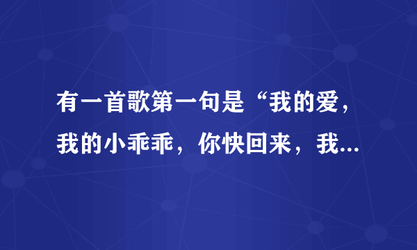 有一首歌第一句是“我的爱，我的小乖乖，你快回来，我吃不下没你陪的饭菜。这是什么歌