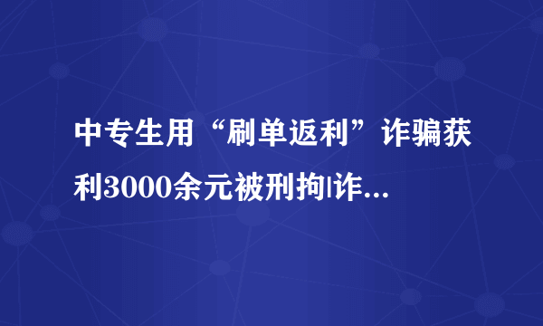 中专生用“刷单返利”诈骗获利3000余元被刑拘|诈骗_飞外新闻