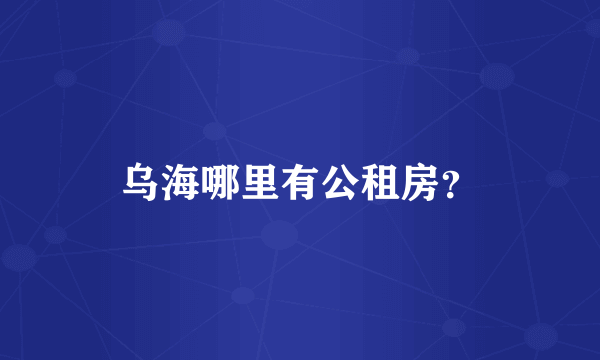 乌海哪里有公租房？