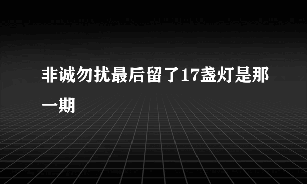 非诚勿扰最后留了17盏灯是那一期