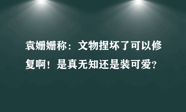 袁姗姗称：文物捏坏了可以修复啊！是真无知还是装可爱？