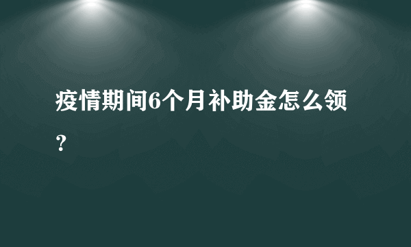 疫情期间6个月补助金怎么领？