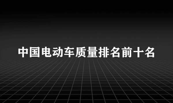 中国电动车质量排名前十名