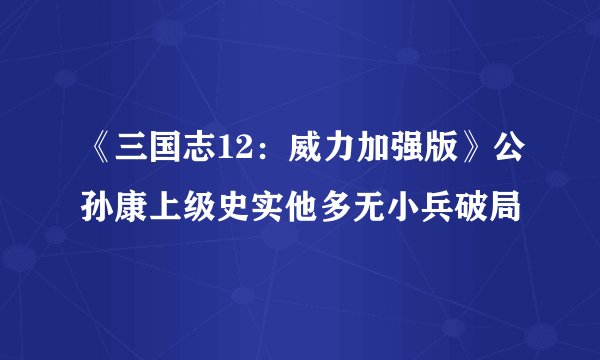 《三国志12：威力加强版》公孙康上级史实他多无小兵破局