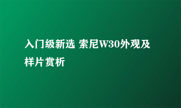 入门级新选 索尼W30外观及样片赏析