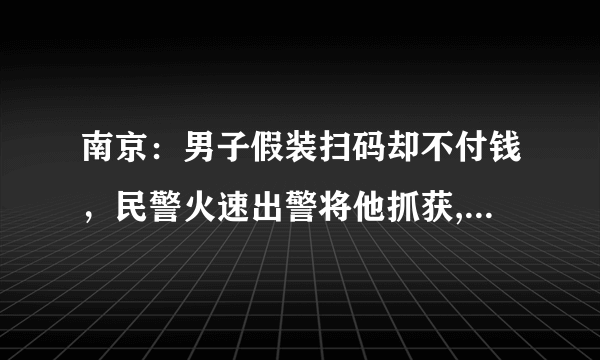 南京：男子假装扫码却不付钱，民警火速出警将他抓获, 你怎么看？