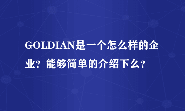 GOLDIAN是一个怎么样的企业？能够简单的介绍下么？