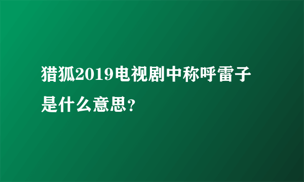 猎狐2019电视剧中称呼雷子是什么意思？